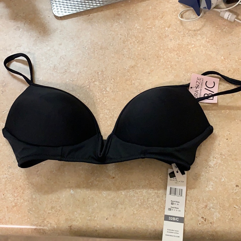 NWT 32 B / C Cup Black Bikini Top